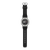 Casio G-Shock Herrenuhr Seitenansicht: schwarzes Silikon/Prägeband, silbernes Metallgehäuse