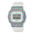 Casio G-SHOCK GM-S5640GEM-7ER Damenuhr vorne, weißes Armband und großes LCD-Display