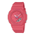 Casio G-Shock damklocka med rosa silikonarmband och rund digital/analog urtavla