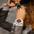 G-Shock damklocka med beige armband och mörk urtavla på handleden