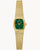 Damenuhr mit goldfarbener Mesh-Armbanduhr, grünem Zifferblatt und goldfarbenem Gehäuse (Quarz)