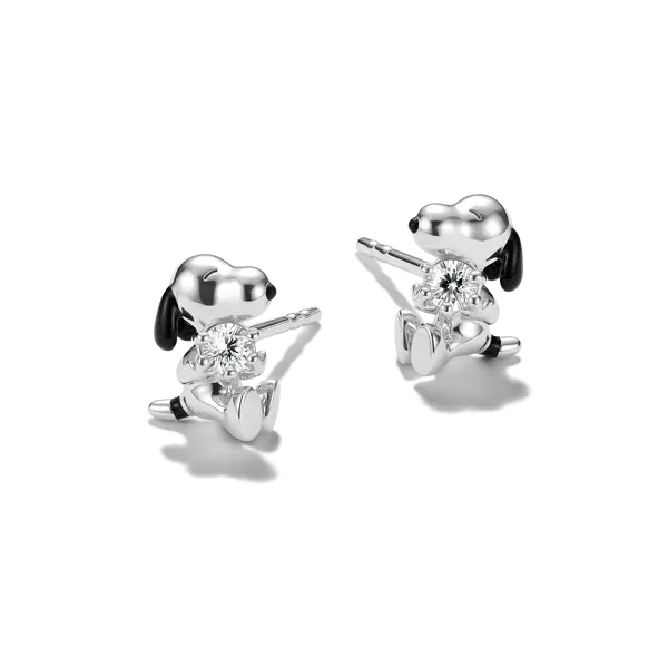 Snoopy-örhängen i 925 sterlingsilver med vit zirkonia, blanka
