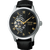 Seiko PRESAGE Herrenuhr mit schwarzem Zifferblatt, römischen Ziffern, Lederarmband