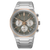 Herren-Chronographenarmbanduhr: silbernes Edelstahlband, zweifarbiges Zifferblatt, 3 Hilfszifferblätter