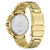 Herrenarmbanduhr Rückseite mit silbernem Boden und goldfarbenem Edelstahlarmband