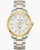 Bulova Damenuhr Marine Star mit weißem Zifferblatt, gold-silbernem Metallband und Diamanten