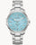 Damenarmbanduhr Bulova mit blauem Zifferblatt, 8 Diamanten und silbernem Metallarmband