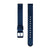 Blaues Metallarmband mit Schließe und Lochreihe für die Damenuhr.