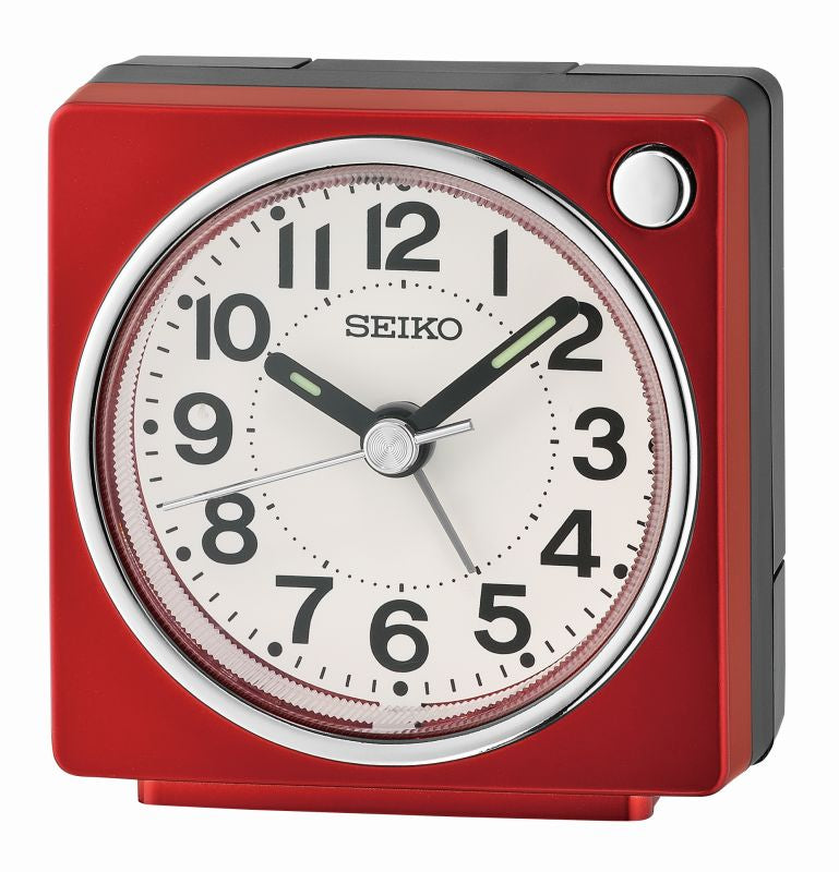 Seiko QHE196R Väckarklocka Röd • Tystgående Sweep-Sekundvisare • Snooze-funktion