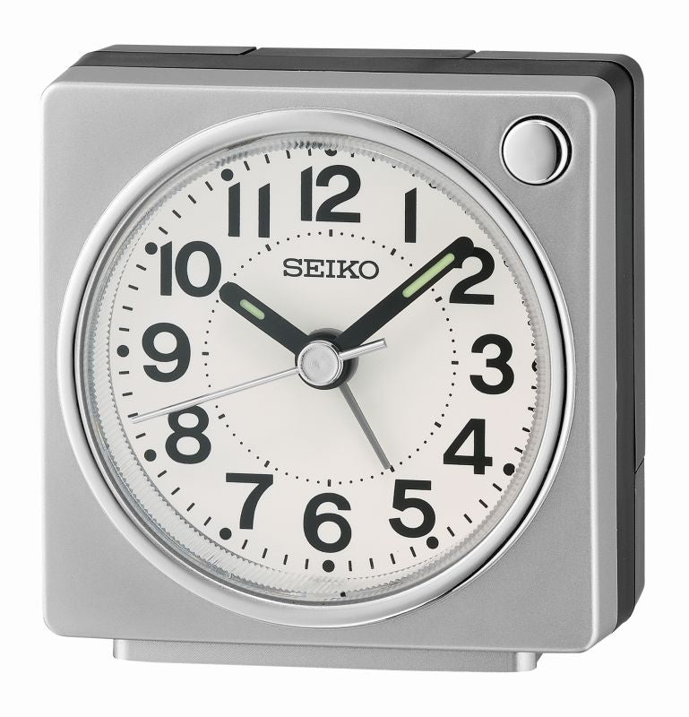 Seiko QHE196S Väckarklocka Silver • Tyst Sweep-Urverk • Lumibrite-Visare