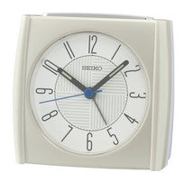 Seiko QHE205W Väckarklocka Pärlvit • Tyst Sweepurverk • Snooze- & Ljusfunktion