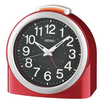 Seiko QHE211R Väckarklocka Röd • Arabiska Siffror • Snooze med Belysning