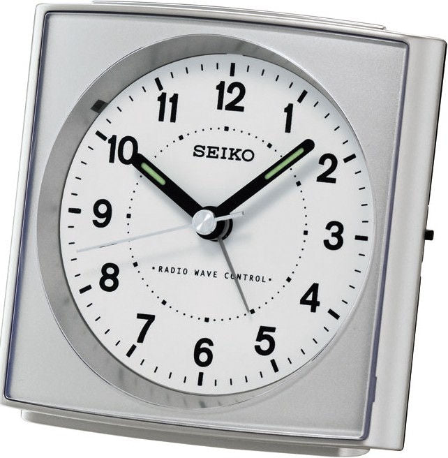 Seiko QHR022S Väckarklocka Silver • Radiosynchronisering (DCF77) • Akrylglas