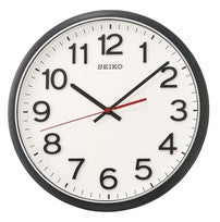 Seiko Wanduhr QXA750K: rundes Kunststoffgehäuse, weißes Ziffernblatt, rote Zeiger