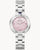 Bulova Damenuhr mit rosa Zifferblatt, runder Edelstahlgehäuse und Edelstahlarmband