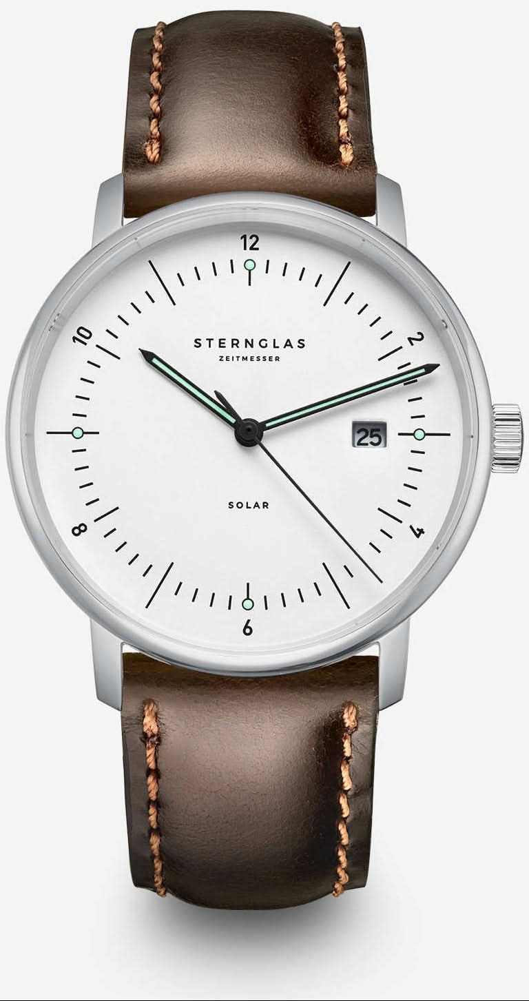 Unisex-armbandsur med silverfärgat hölje, brunt läderarmband och vit urtavla