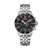 Herren-Chronographuhr mit Edelstahlarmband, schwarzem Zifferblatt und Saphirglas