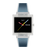 Armbanduhr mit blauem Armband, schwarzem Zifferblatt und transparentem Gehäuse