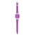 Swatch Armbanduhr mit langem, transparentem Armband und quadratischem violettem Zifferblatt
