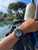Luminox herrarmbandsur med svart urtavla och läderband