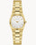 Bulova Super Seville Damenarmbanduhr mit goldfarbenem Metallband, weißem Zifferblatt