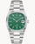 Bulova Herrenarmbanduhr mit silbernem Edelstahlband und grünem Zifferblatt, Datum 18