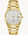 Bulova Herrenarmbanduhr mit goldenem Metallband, weißem Zifferblatt und Datumsanzeige 18