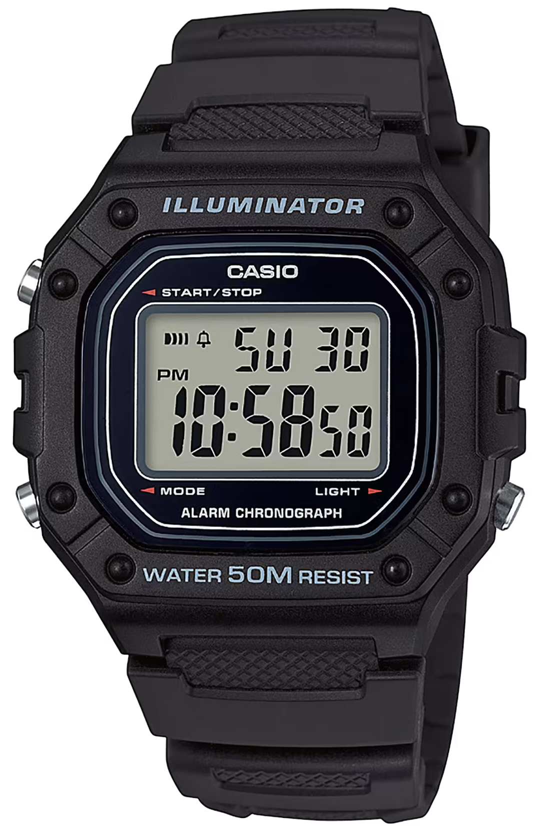 Casio herrur, svart boett och digital display, svart band
