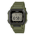 Casio Herrenuhr mit digitaler Anzeige, grünem Kunststoffband und Vibrationsalarm-Text