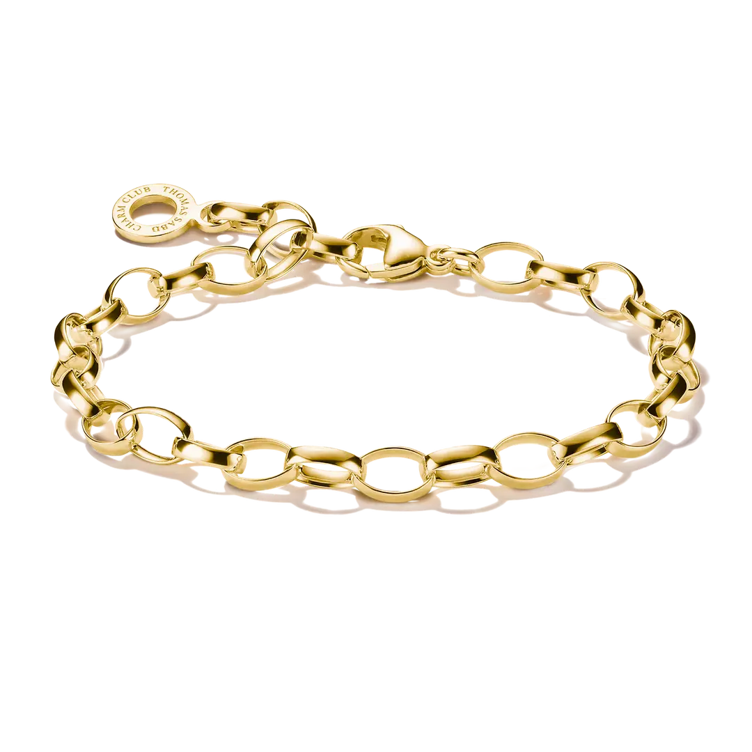 Berlockarmband i guldförgylld länkkedja med runt hänge