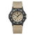 Herrklocka med beige silikonarmband, svart urtavla och datumfönster
