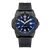 Svart herrklocka med blå urtavla, Luminox-logotyp, svart silikonband