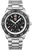 Herrarnas kronograf med silverfärgat hölje och armband, svart urtavla och tachymeter-ring