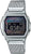 Herrarnas digitala klocka med silverfärgat mesh-armband och rektangulär LCD-display