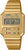 Retroklocka med guldfärgat armband i rostfritt stål, digital display, knappmanövrerad
