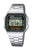 Casio Vintage digital klocka med armband i rostfritt stål och svart urtavla, kronograf/larm, blå logotyp