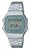 Casio Vintage A168WA-1YES klocka med silverfärgat metallarmband och grön digital display