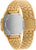 Casio digitalklocka med guldfärgat metallarmband; baksida av metall