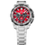 Festina herrklocka kronograf med röd urtavla, silverfärgad infattning och armband i rostfritt stål