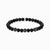 Obsidianpärlarmband med svart glitteraccent och runda zirkonia-element