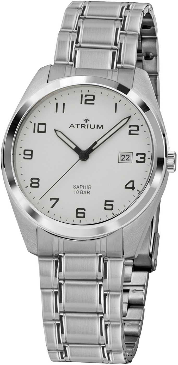 Atrium herrklocka: silverfärgat metallarmband, rund urtavla med datumfönster