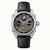 Ingersoll Herren-Armbanduhr mit schwarzem Lederband, silberfarbenem Gehäuse und Skelettzifferblatt.