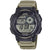 Casio Digitaluhr mit schwarzem Gehäuse, beigem Armband und LED-Display