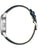 Herrenuhr mit blauem Lederarmband, seitliche Ansicht am Gehäuse mit Krone