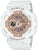 Casio Baby-G damklocka med vitt hölje och orange urtavla, digital display