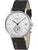 Herrenarmbanduhr mit schwarzem Lederband, silbernem Gehäuse und Solar-/Gangreserveanzeige