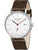 Herrenuhr mit weißem Zifferblatt und braunem Lederband, bauhaus, Quarz