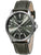 Herrenuhr mit grünem Zifferblatt, Lederarmband und Titanfarbenem Gehäuse