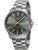 Herrenuhr mit dunkelgrünem Zifferblatt, GMT-Anzeige und Automatik, Edelstahlarmband
