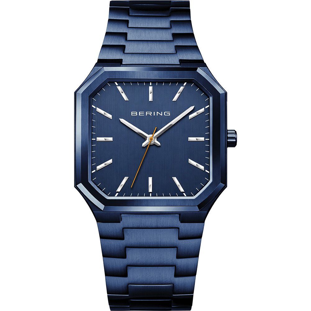 Bering Herrenarmbanduhr, blaues Zifferblatt, Saphirglas, Edelstahlarmband